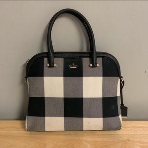 Kate spade crossbody satchel plaid black leather